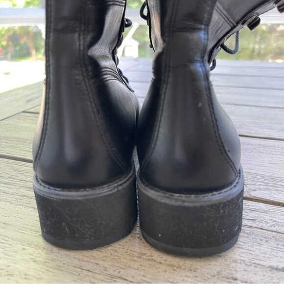Timberland Black Leather Waterproof Combat Moto Boots Womens Size 9 - Picture 7 of 9